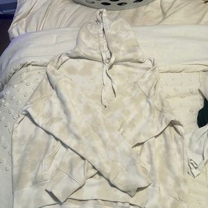 Small, gently used white hoodie! Tie dyed with cream! Oversized